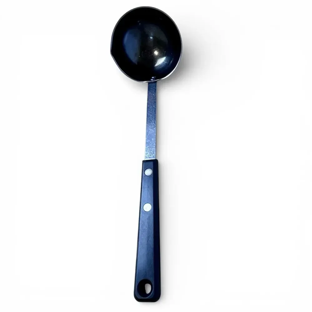 Vintage EKCO Forge Mid Century Stainless Ladle Black Handle Pour Spout 11” USA
